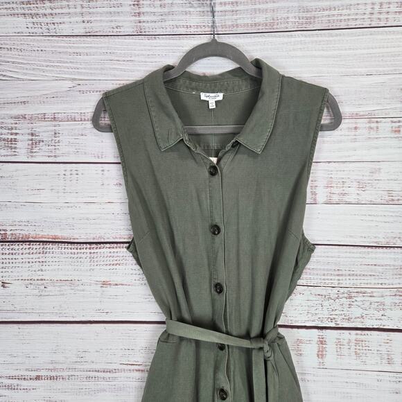 Splendid Helena Crop Jumpsuit Moss XL Moss Green Lagenlook Soft Lightweight NWT - Picture 5 of 16